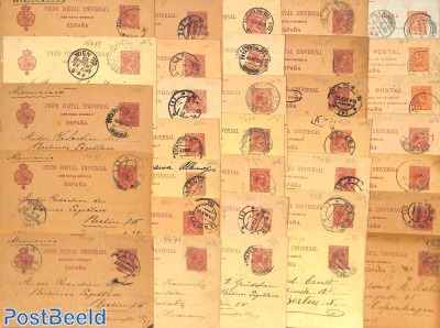 33 used postcards, many (numbered) variations, interesting for the specialist