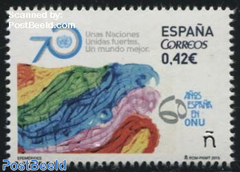 70 Years UN, 60 Years Spanish Membership 1v