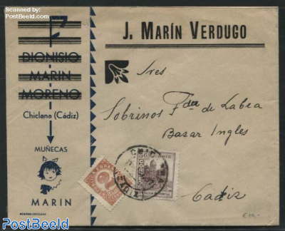 Letter with local stamp Cadiz