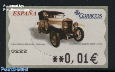 Automat stamp, Hispano Suiza 20-30HP 1v (face value may vary)
