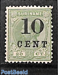 10c on 20c, Type I, Stamp out of set