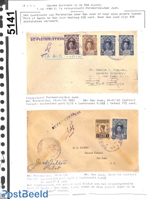 First flights from Suriname, page of an exhibition collection