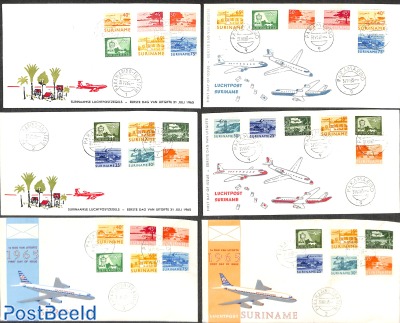 Airmail set 3x on different FDC covers