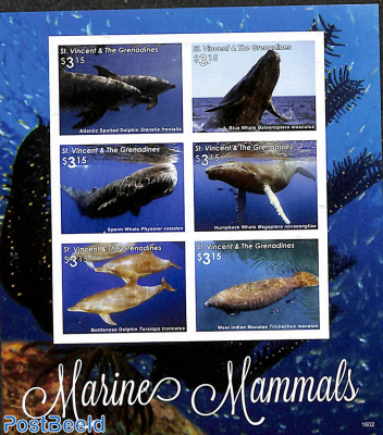 Marine mammals 6v m/s, imperforated