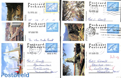 Lot with 6 illustrated used postcards