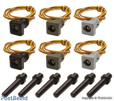 H0 Plug-in socket set 6 pieces (grey, green, black)