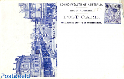 Illustrated postcard 1d, Hindley street  (moisture stain)
