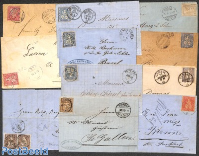 Lot with 11 covers with 'Sitting Helvetia' stamps