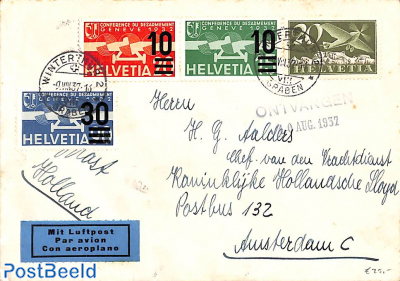 Airmail from Winterthur to Amsterdam. 