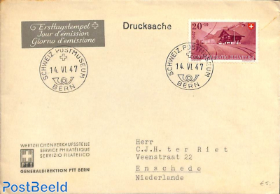 Envelope from Bern to Enschede, Holland. See Bern mark. 