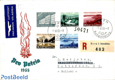 First Day Cover Pro Patria, registered to Rotterdam