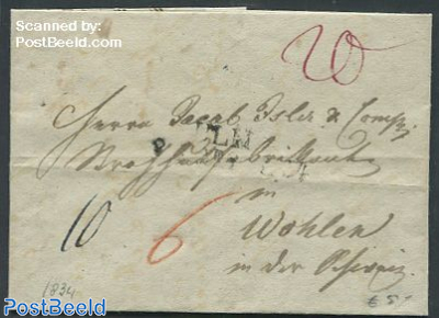 Folding letter from Switzerland to Wohlen, Germany