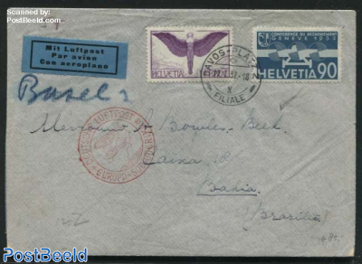 Airmail letter from Davos to Bahia (Brazil)