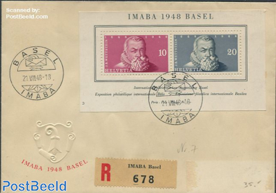 Registered envelope with Imaba 1948 Basel mark and stamp