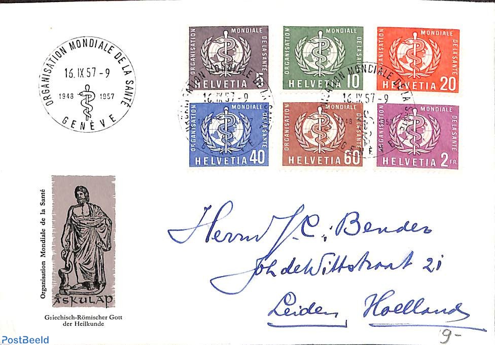 who様 Postzegel 1957, Zwitserland World health organisation 6v, 1957