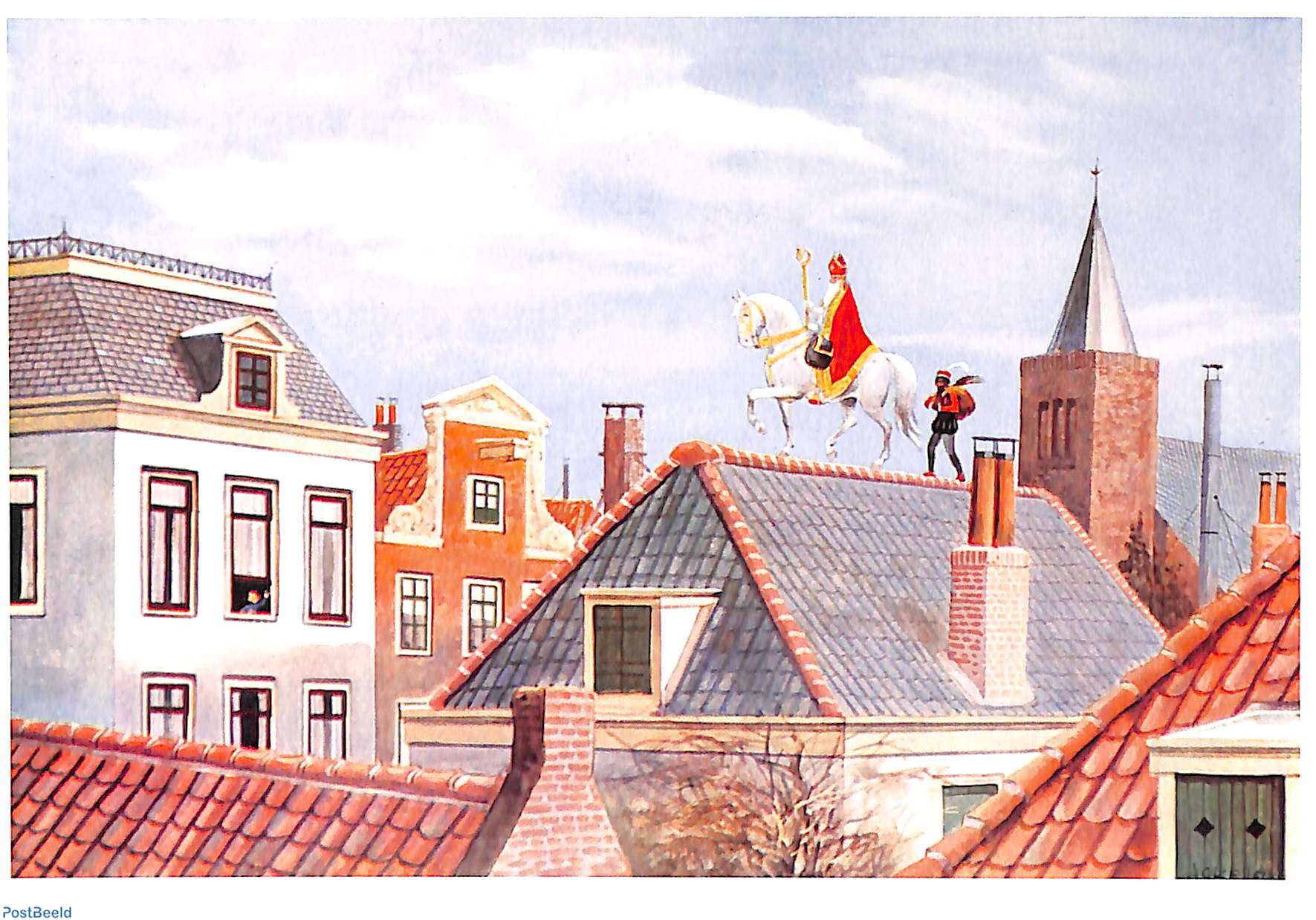 de eerste Obsessie hoog Sint en Piet op het dak, ca 1930, Tek. J.C. Kesler - Filatelie -  PostBeeld.nl - Online Postzegel Winkel - Verzamelen