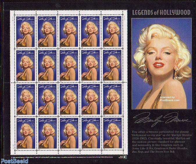 salon Knipoog fout Postzegel 1995, Verenigde Staten Van Amerika Marilyn Monroe m/s, 1995 -  Filatelie - PostBeeld.nl - Online Postzegel Winkel - Verzamelen