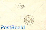 small cover from The Hague to Amsterdam, see both postmarks. PUNTSTEMPEL added 